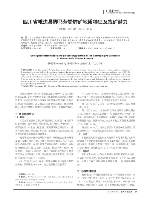 四川省峨边县脚马营铅锌矿地质特征及找矿潜力