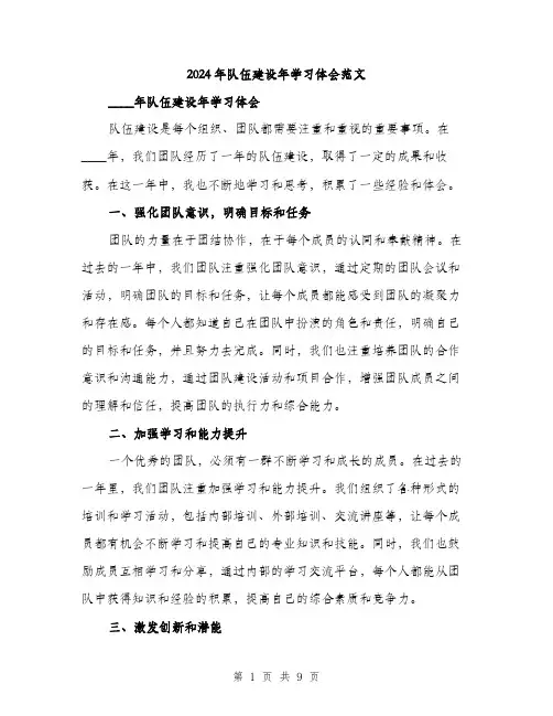 2024年队伍建设年学习体会范文(3篇)