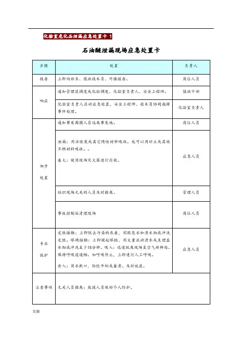 危化品应急处置卡