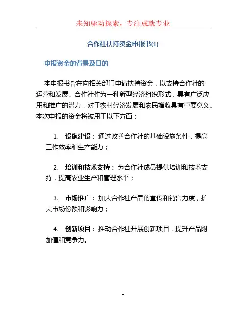 合作社扶持资金申报书(1)