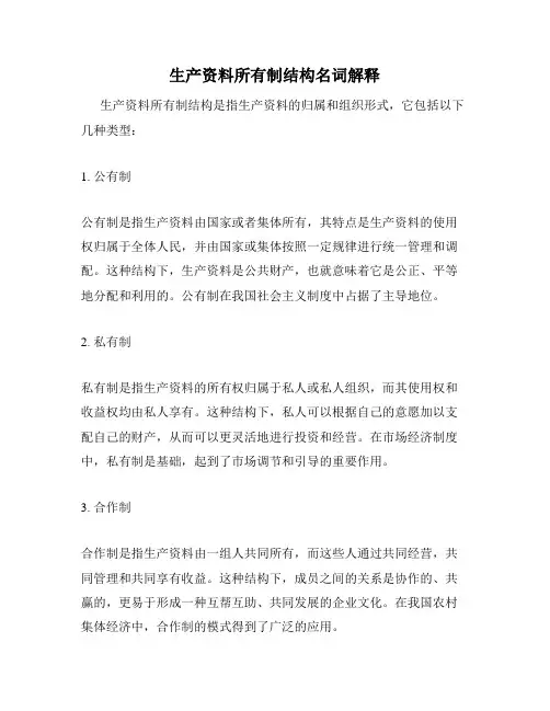 生产资料所有制结构名词解释