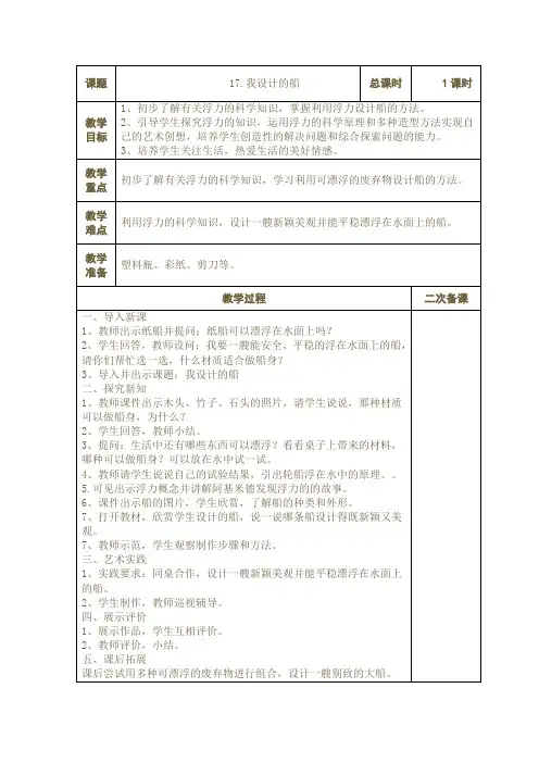 小学美术《我设计的船》教学设计