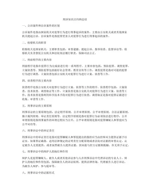刑诉知识点归纳总结