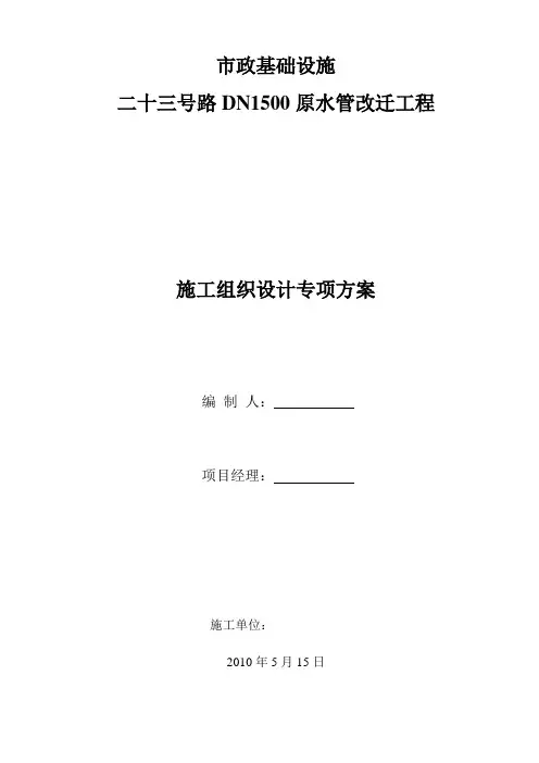 管网改迁工程专项方案