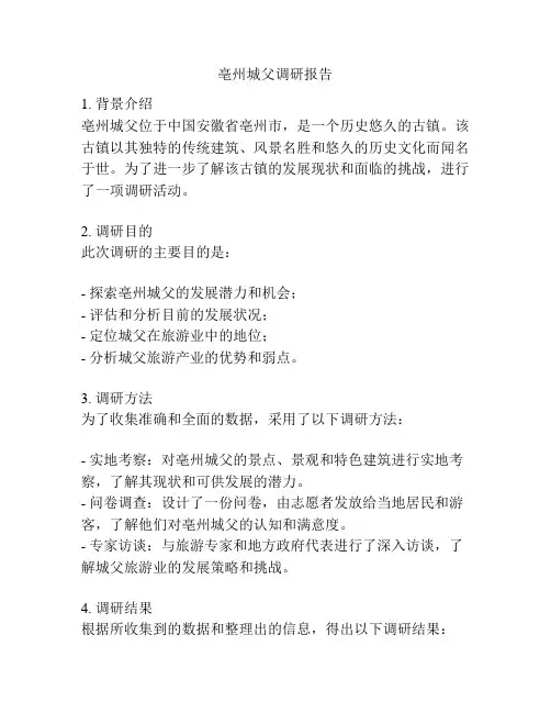 亳州城父调研报告