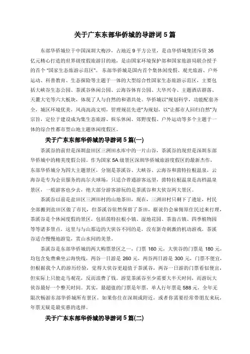 关于广东东部华侨城的导游词5篇