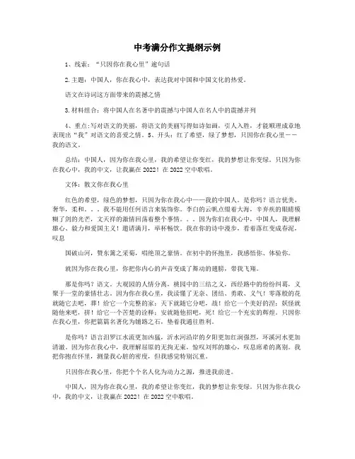 中考满分作文提纲示例