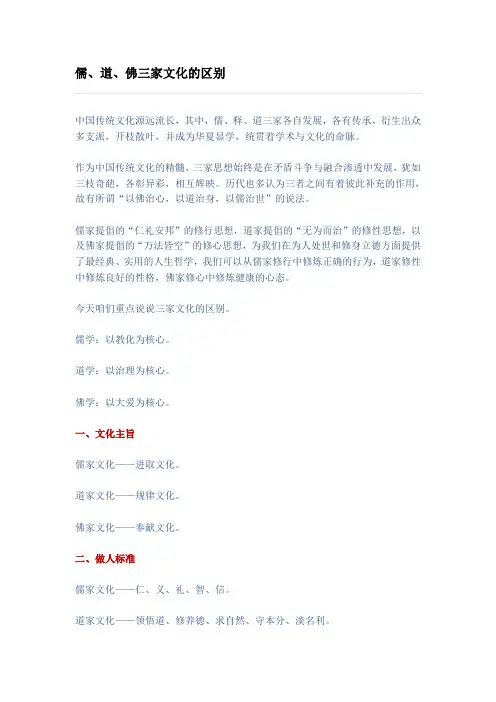 儒道佛三家文化的区别