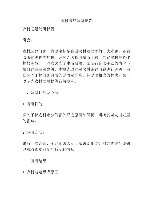 农村违建调研报告