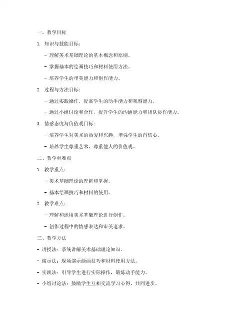 大学实用美术基础教案模板