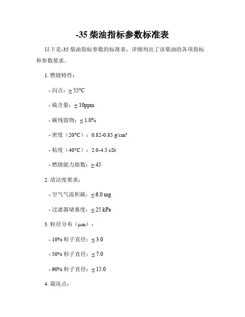 -35柴油指标参数标准表
