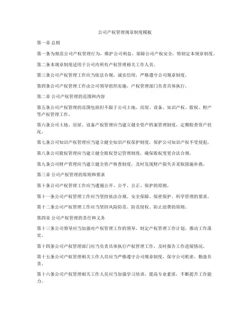 公司产权管理规章制度模板