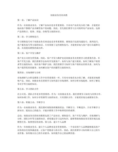 初级业务员培训教