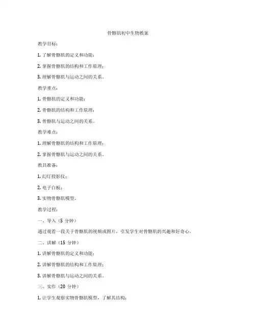 骨骼肌初中生物教案