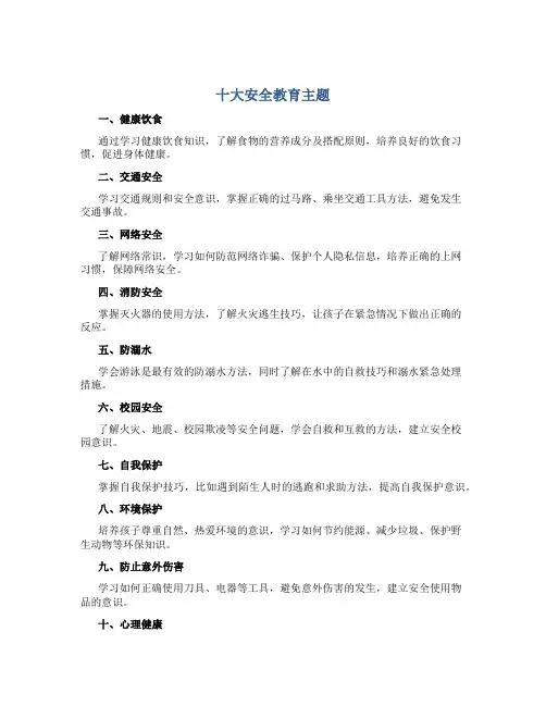 十大安全教育主题