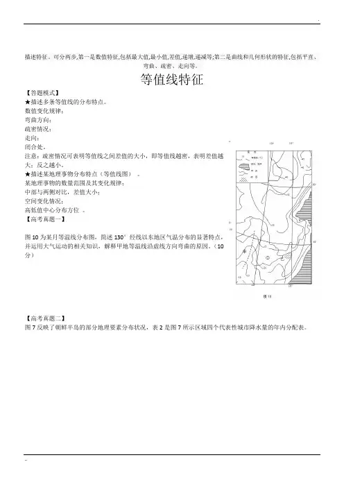 等值线特征模板练习