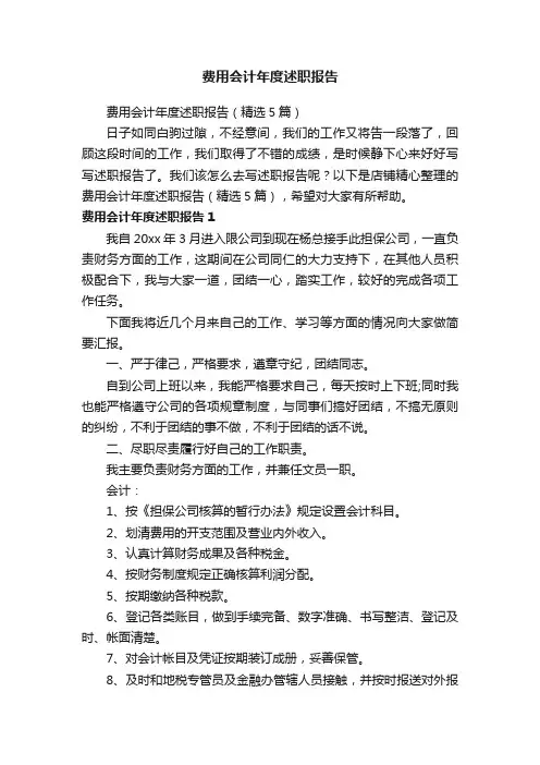 费用会计年度述职报告