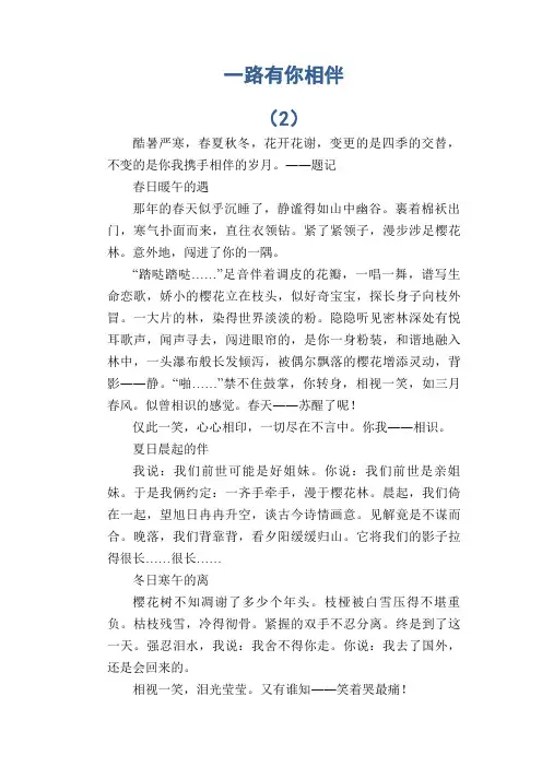 初中生满分作文：一路有你相伴 (2)