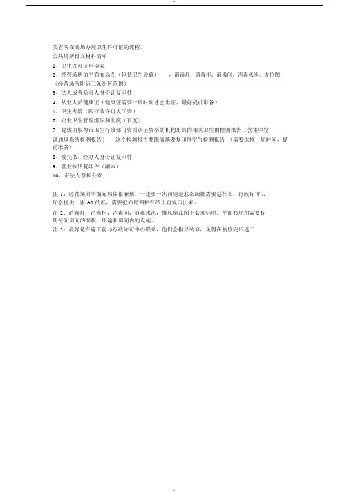美容院在商场办理卫生许可证的流程