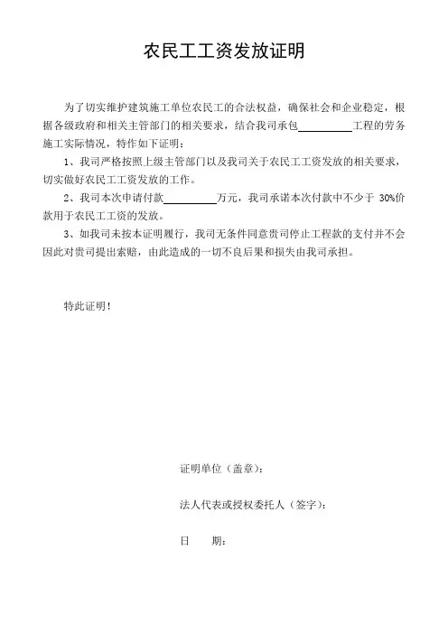 农民工工资发放证明
