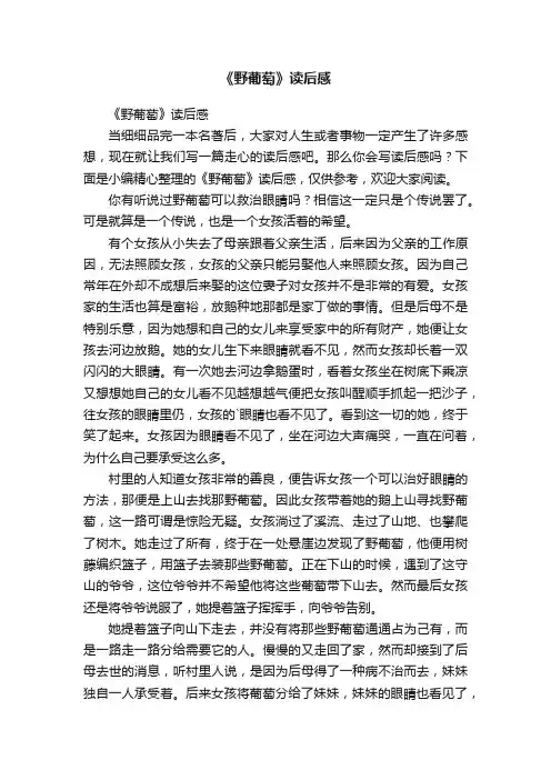 《野葡萄》读后感