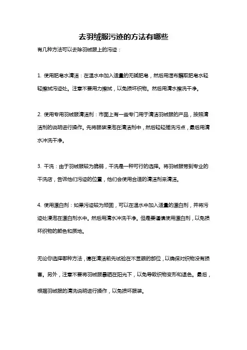 去羽绒服污迹的方法有哪些