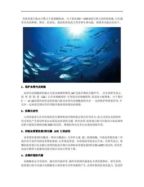 鱼胶原蛋白肽是什么有什么功能与作用