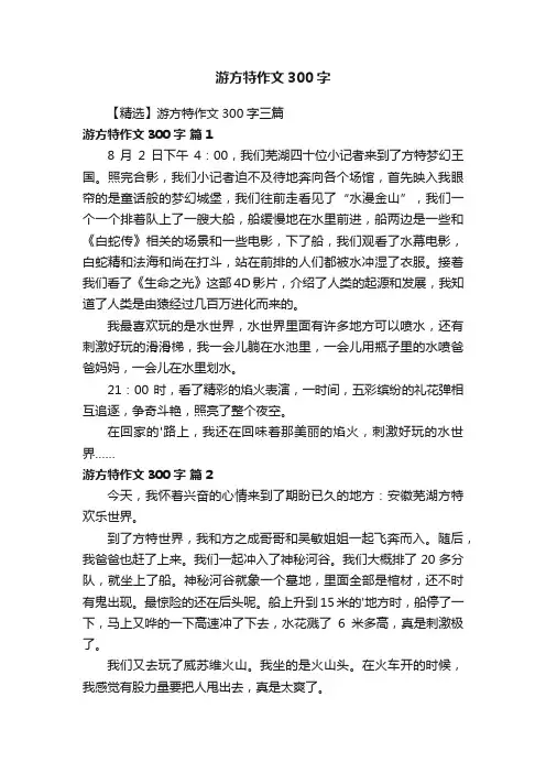 【精选】游方特作文300字三篇