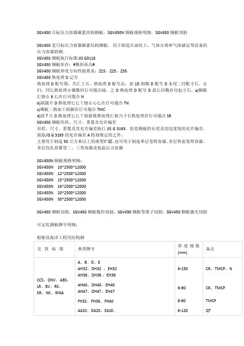 SGV450日标压力容器碳素结构钢板,SGV450钢板规格明细,SGV450钢板切割