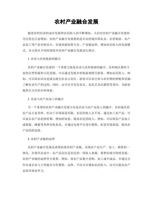 农村产业融合发展