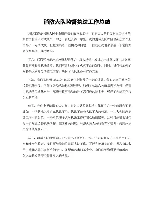消防大队监督执法工作总结
