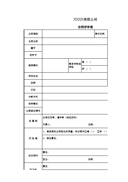 合同评审表