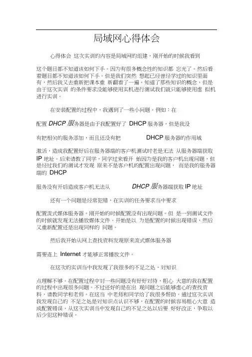 局域网心得体会doc