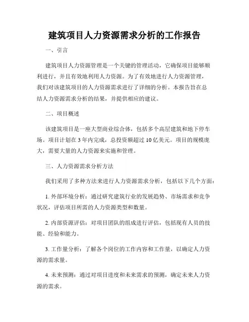 建筑项目人力资源需求分析的工作报告