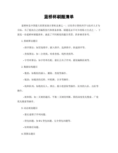 蓝桥杯刷题清单