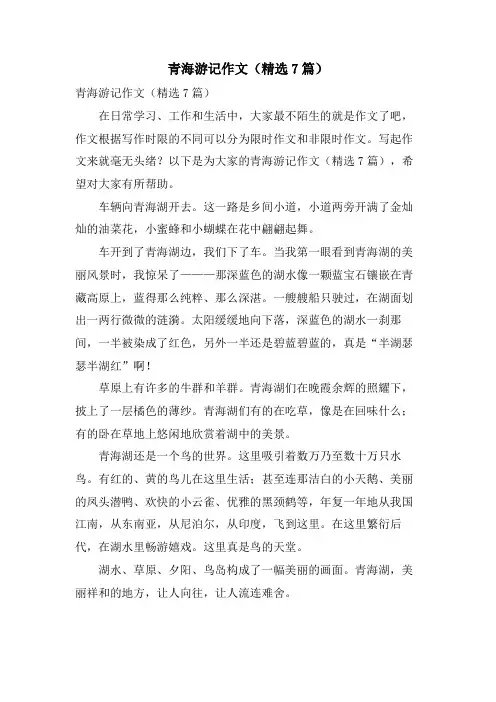 青海游记作文(7篇)