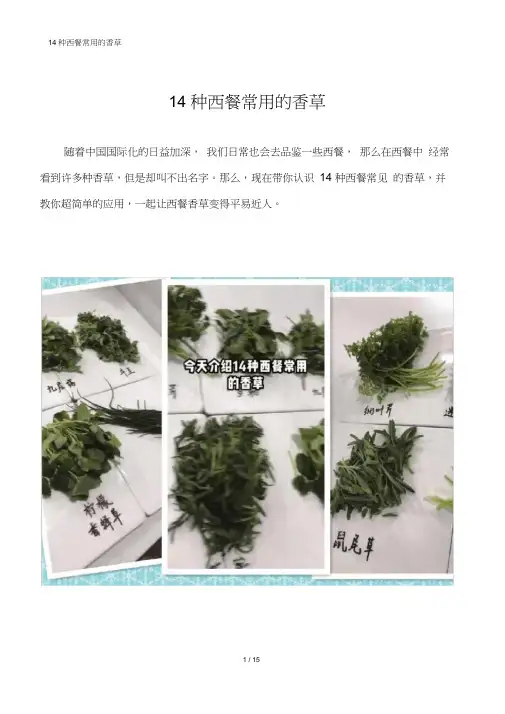 14种西餐常用的香草