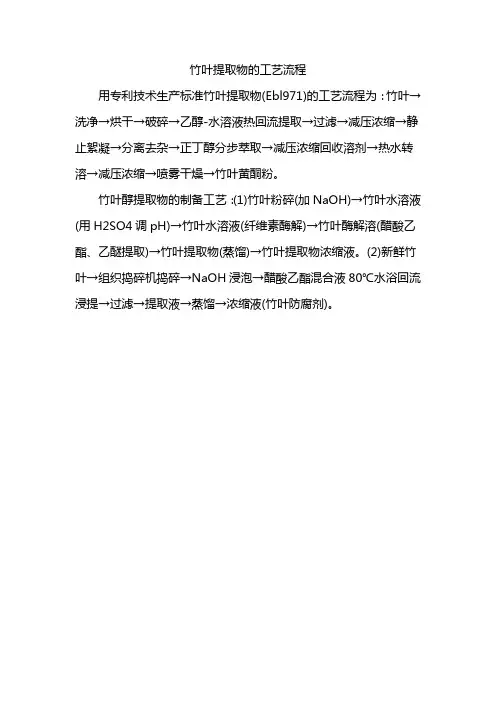 竹叶提取物的工艺流程