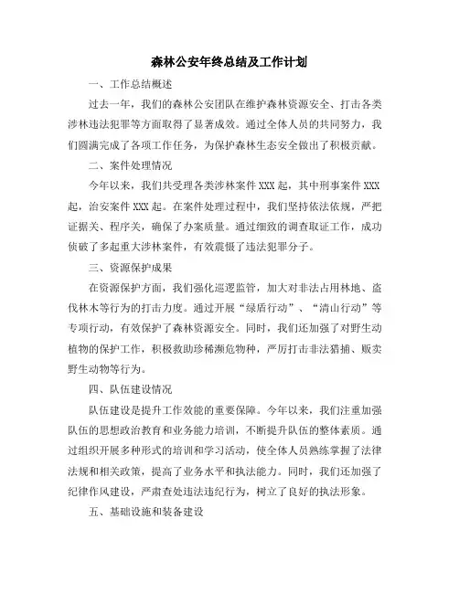 森林公安年终总结及工作计划
