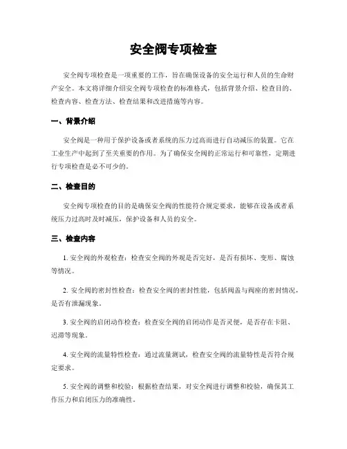 安全阀专项检查