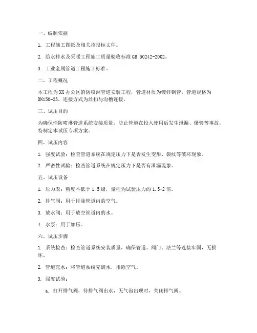 喷淋管道试压专项方案