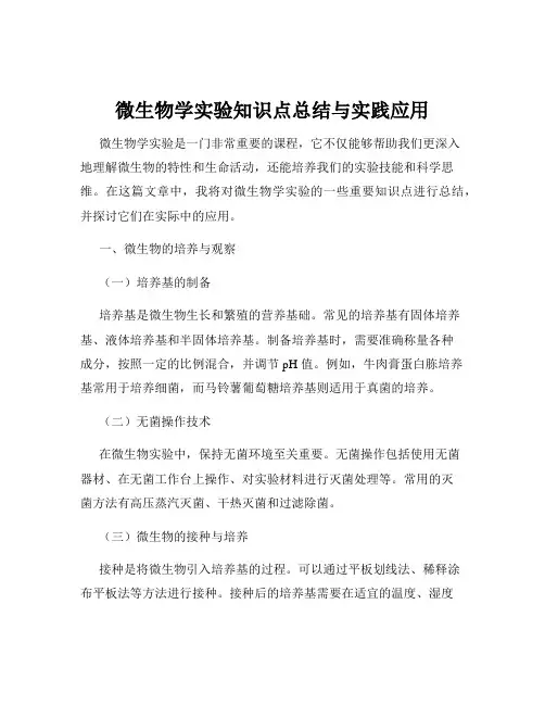 微生物学实验知识点总结与实践应用