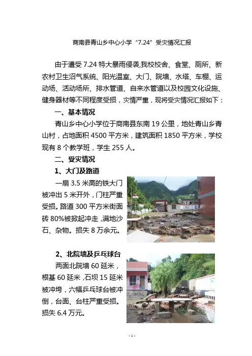 商南县青山乡中心小学“7.24”受灾情况汇报