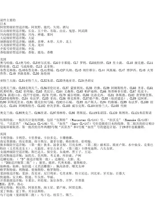 二战各国轻巡