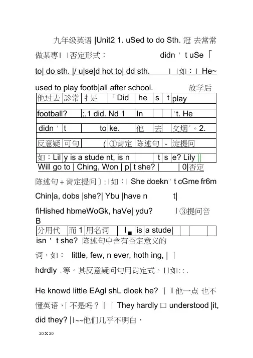 九年级英语Unit2Iusedtobeafraidofthedark教案