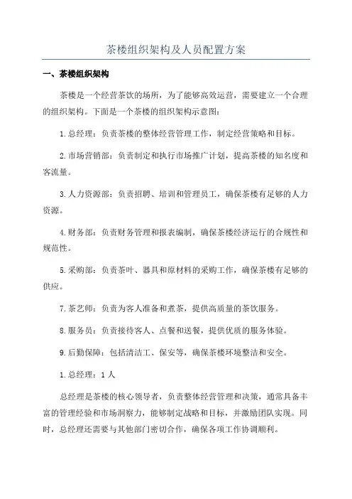 茶楼组织架构及人员配置方案