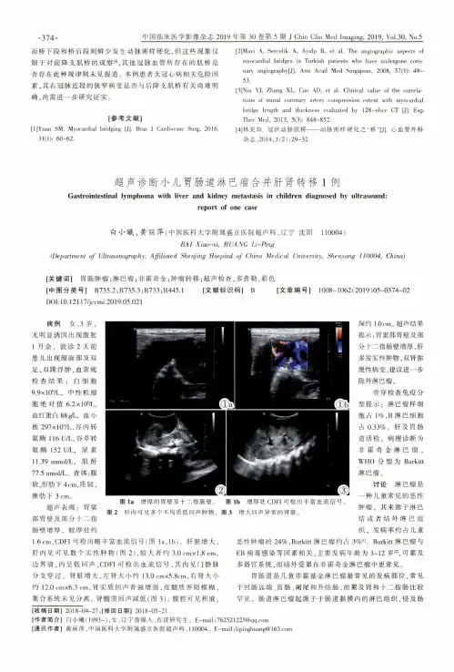 超声诊断小儿胃肠道淋巴瘤合并肝肾转移1例