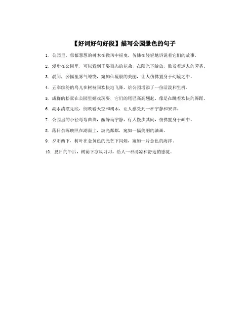 【好词好句好段】描写公园景色的句子