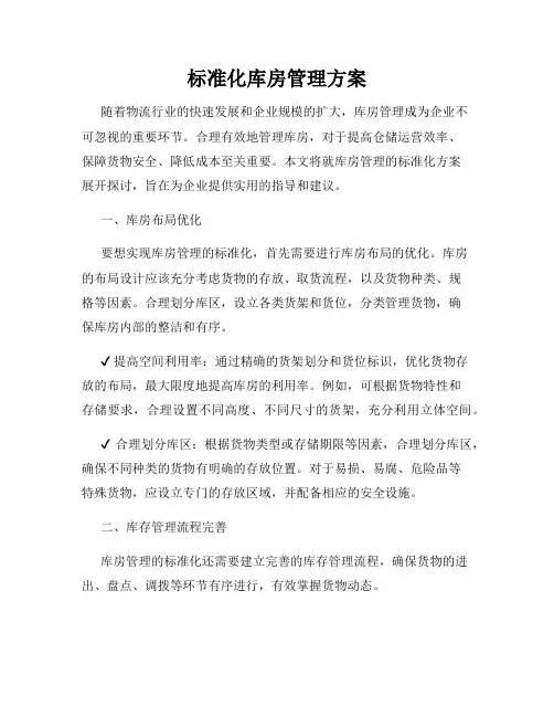 标准化库房管理方案