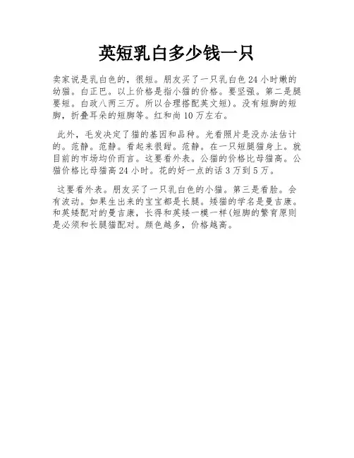 英短乳白多少钱一只